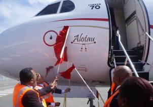 Naming of the third Fokker 70 aircraft Alotau